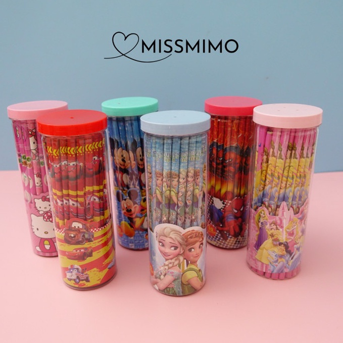 

ART Q7D3 Pensil Anak Fancy Karakter Pot isi 5pcs Pensil Tabung Motif Kartun