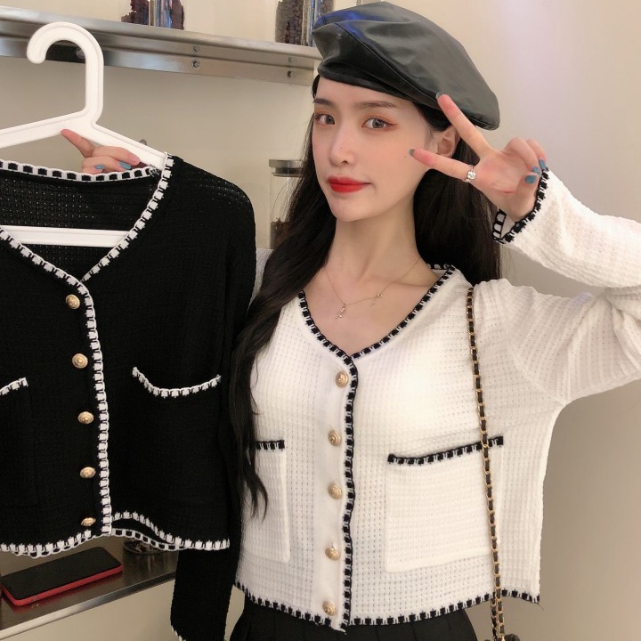 C6369 Cardigan Rajutan KoreaLengan Panjang KardiganCardigan WanitaAtasan Vneck Wanita
