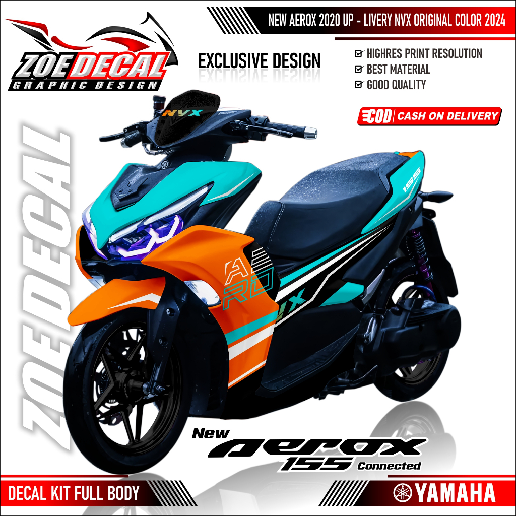 Terbaru Decal Stiker Full Body Aerox New 155 Connected /ABS  livery Racing Line NVX Warna Original