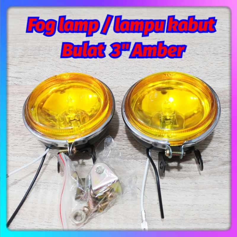 LAMPU KABUT FOG LAMP 3 INCHI BULAT UNIVERSAL KUNING SET (2PCS)