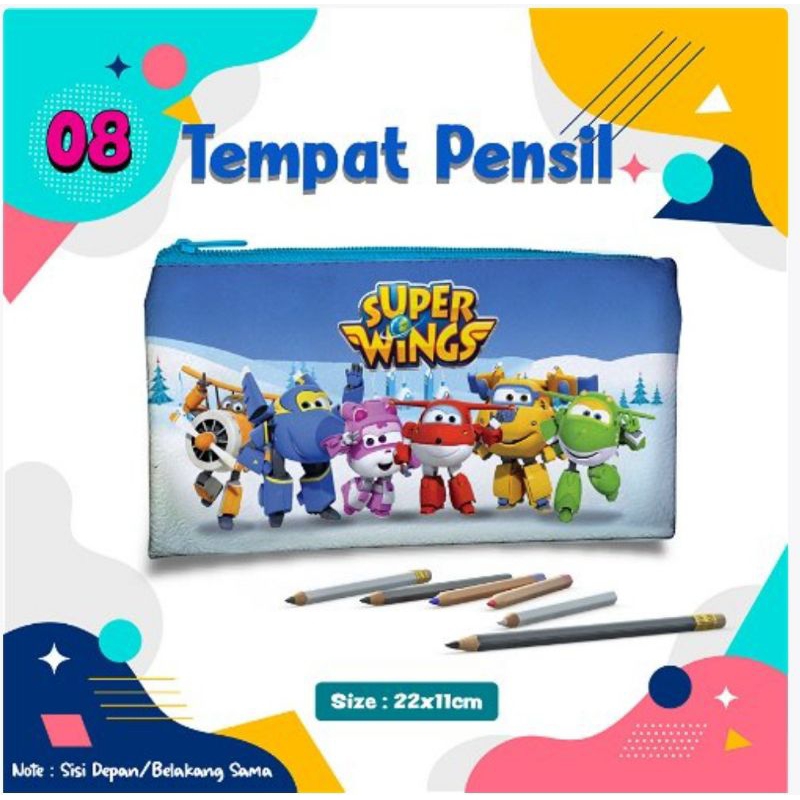 

Tempat pensil/ Pouch tempat pensil/ Tempat alat tulis/ pencil case pouch karakter kartun Super wings