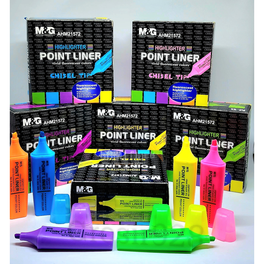 

Highlighter / Point Liner / Text Liner / Stabilo M&G warna Fluorance / Pastel