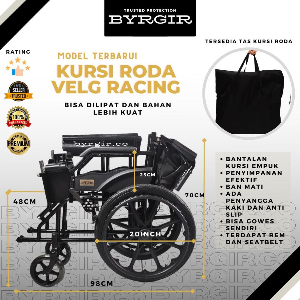 TERBARU Kursi Roda Lipat Travel Travelling Wheelchair