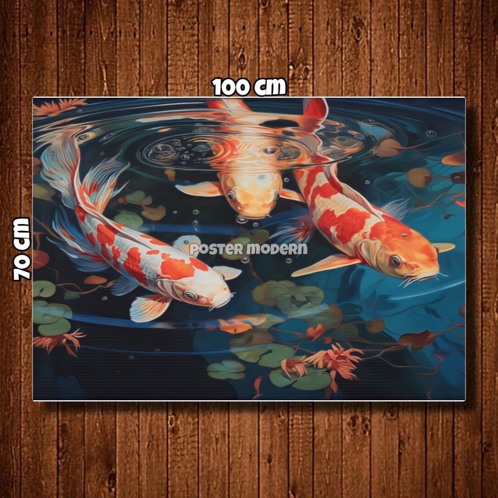 WALLDECOR Poster Gambar IKAN KOI JUMBO Best seller #KOINEW49 Ukuran 100x70cm 150x100cm 200x100cm Ter