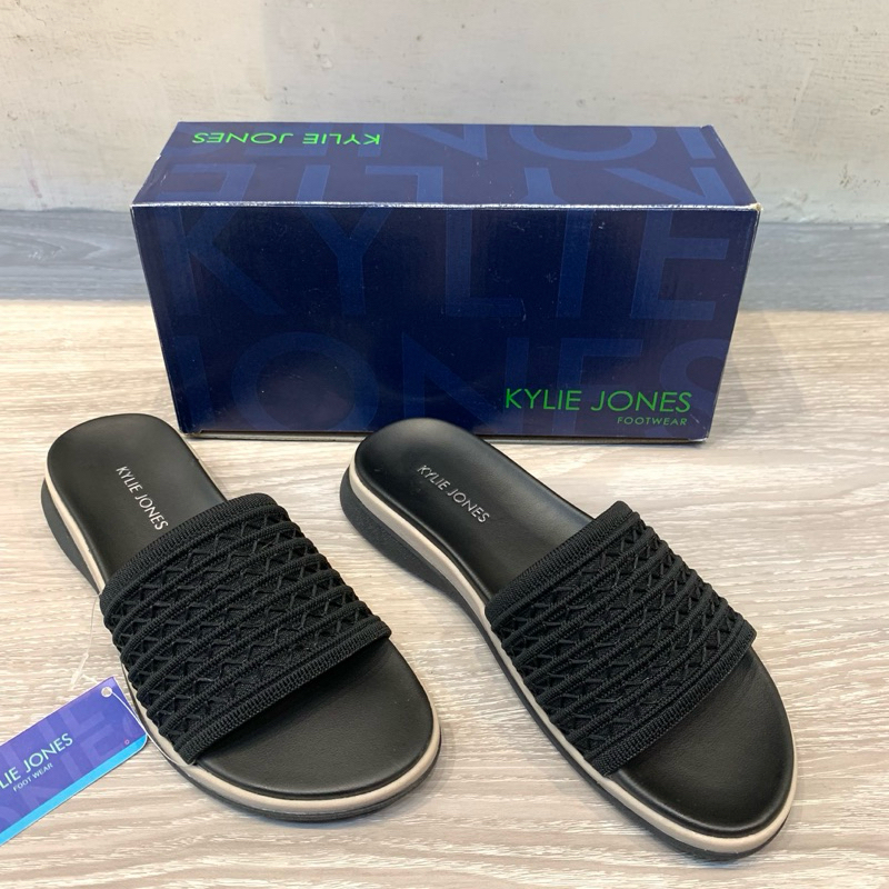 Kylie Jones - Sandal Teplek / Flat Rajut Wanita | AG-161 - Hitam