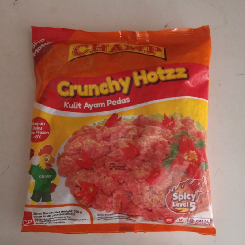 

Champ crunchy Hotzz kulit ayam pedas spicy level 5 300gram