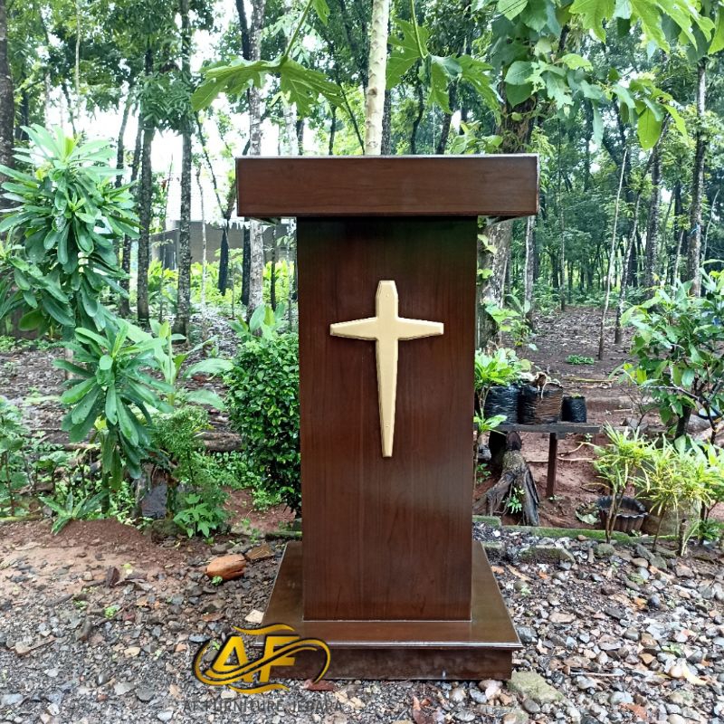 podium gereja, podium minimalis kayu jati, mimbar gereja