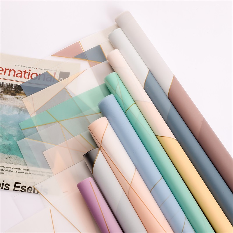 

(5 LEMBAR) Cellophane magnetic line nosa / kertas wrapp flower motif garis abstrak