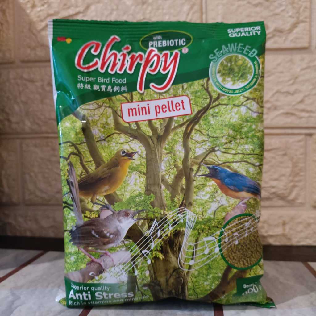 CHIRPY MINI PELLET SEAWEED HIJAU PAKAN PLECI TLEDEKAN PRENJAK DAN BURUNG KECIL LAINNYA