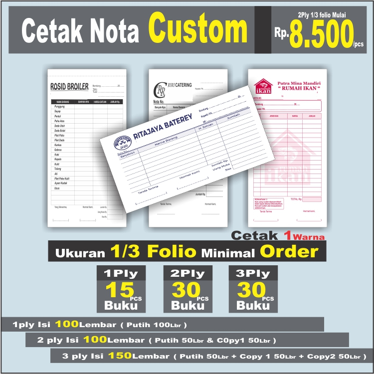 

Bon Murah Untuk Toko per 1rim bisa custom 1/3 folio