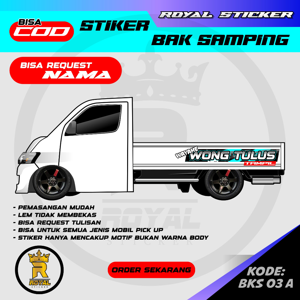 BKS3-STIKER DECAL BAK SAMPING GRANMAX, TRAGA, NEW CARRY, T120, CARRY APV-STIKER CUSTOM MOBIL PICK UP