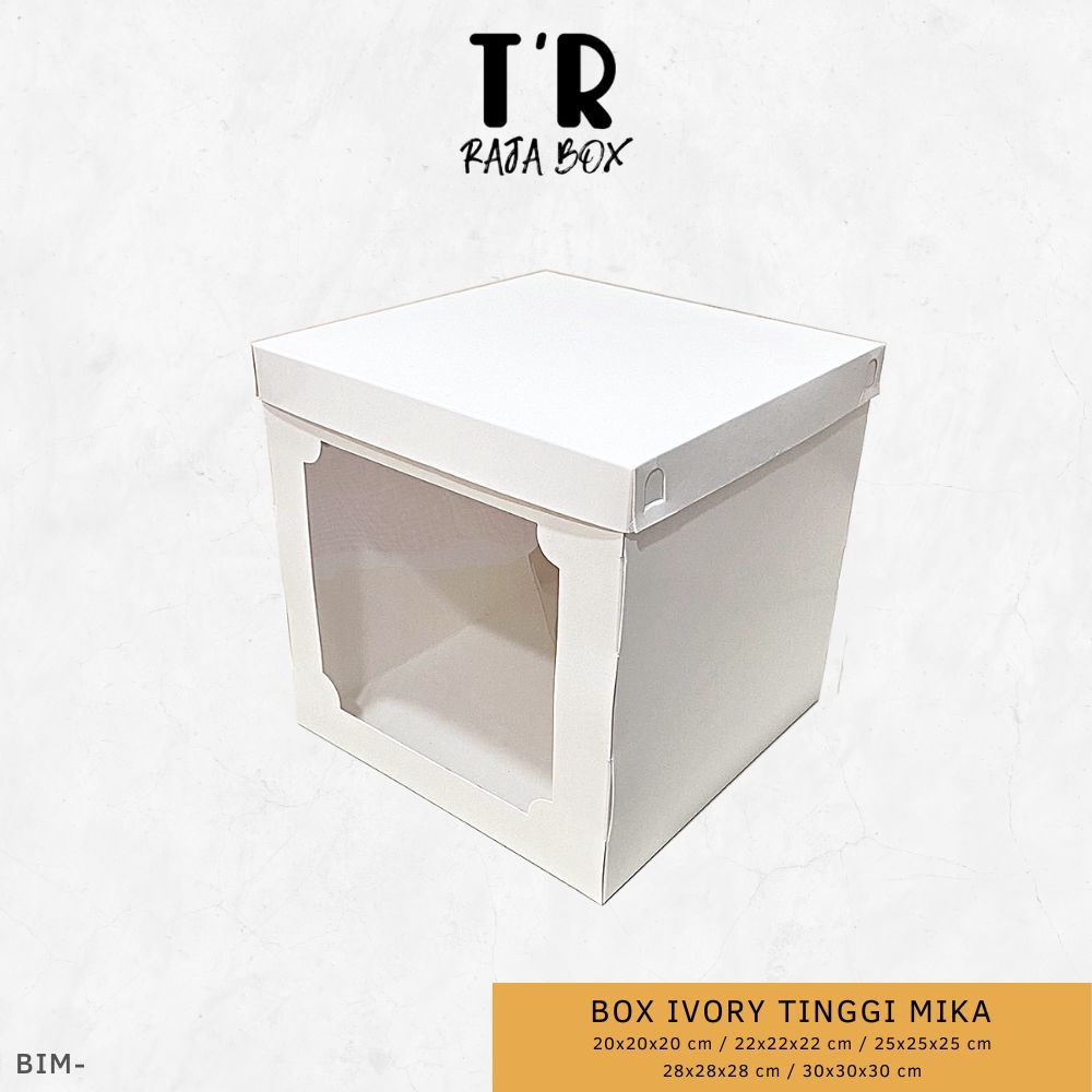 

TRAJA DUS TINGGI IVORY + MIKA 20X20 ISI 2 , BISA UNTUK KUE TART/HIASAN DLL BAHAN TEBAL