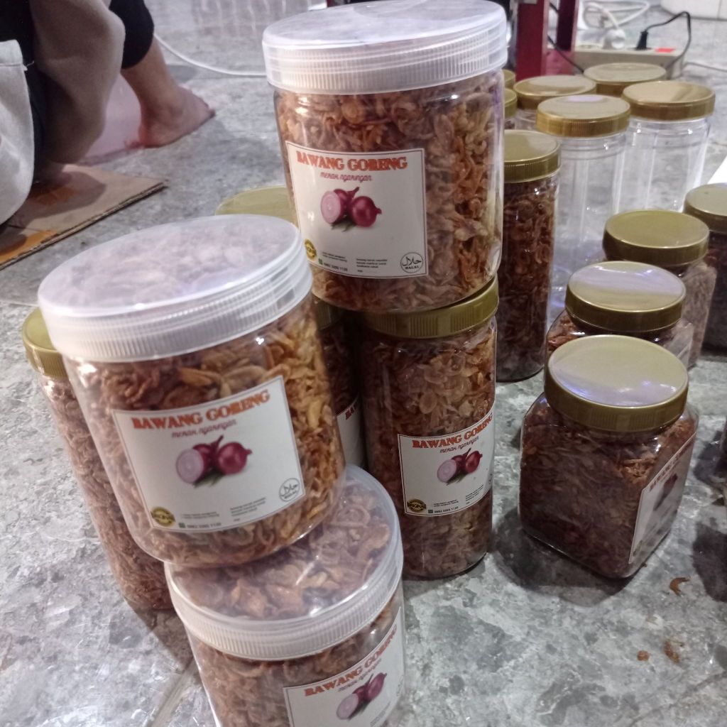 

Brambang goreng asli tanpa tepung kemasan 600ml, renyah dan gurih