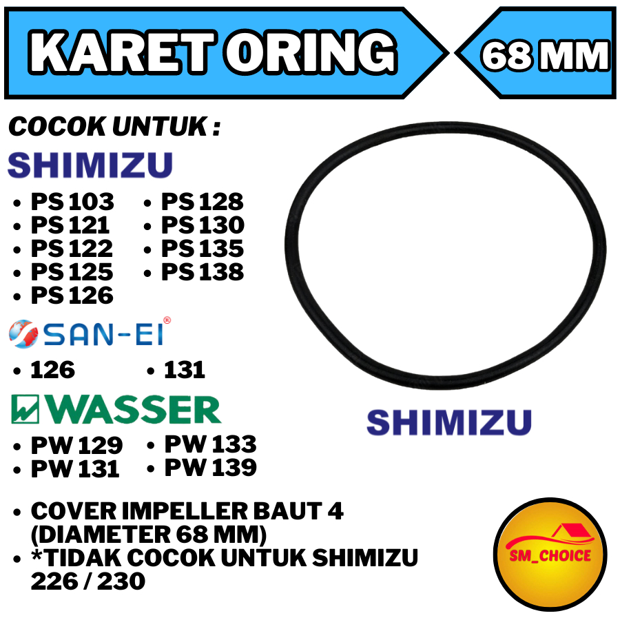 KARET ORING SHIMIZU 128 BAUT 4 KARET SEAL COVER IMPELLERPOMPA WASSER SHIMIZU