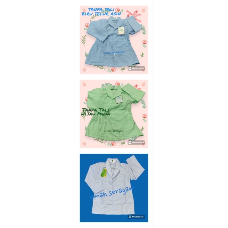 Seragam putih, hijau muda, biru telur asin putri mts, ma, madrasah, guru, perawat, dokter kecil / ba