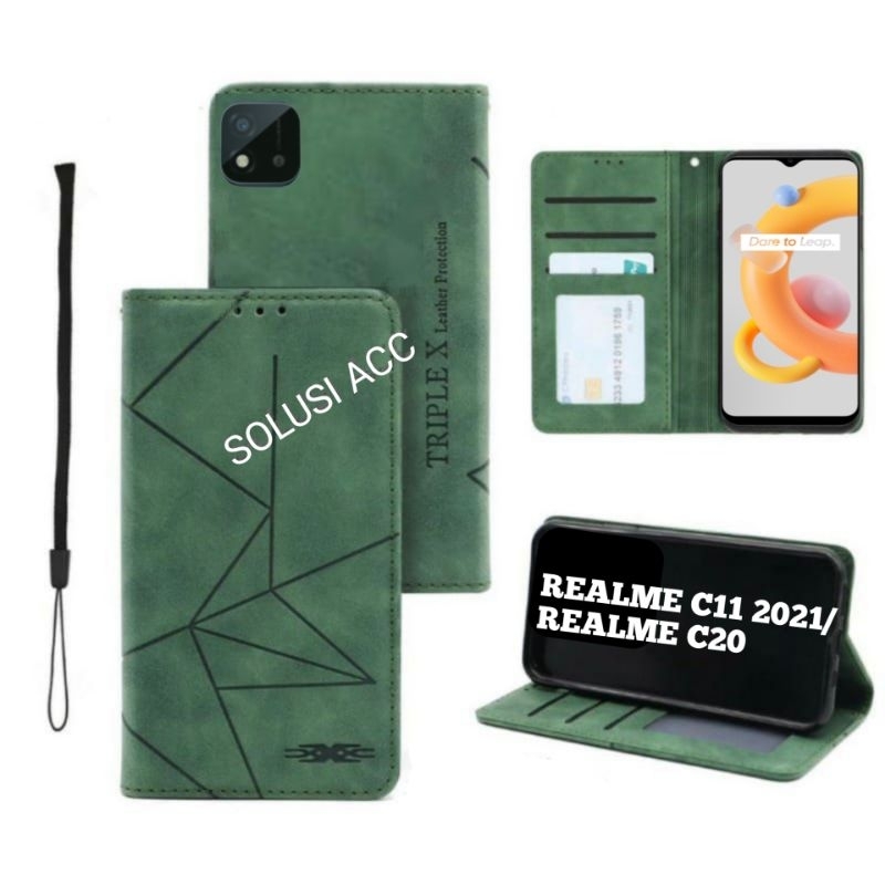 CASE HP REALME C20, C20A, C11 2021 FLIP COVER BUKA TUTUP LEATHER CASE DOMPET KULIT MAGNET CASING HP