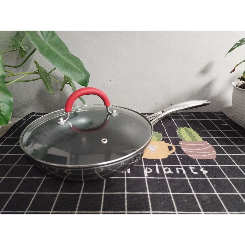 Fry Pan Tivoli Wajan Stainless Steel 24cm Premium + Glass Cover