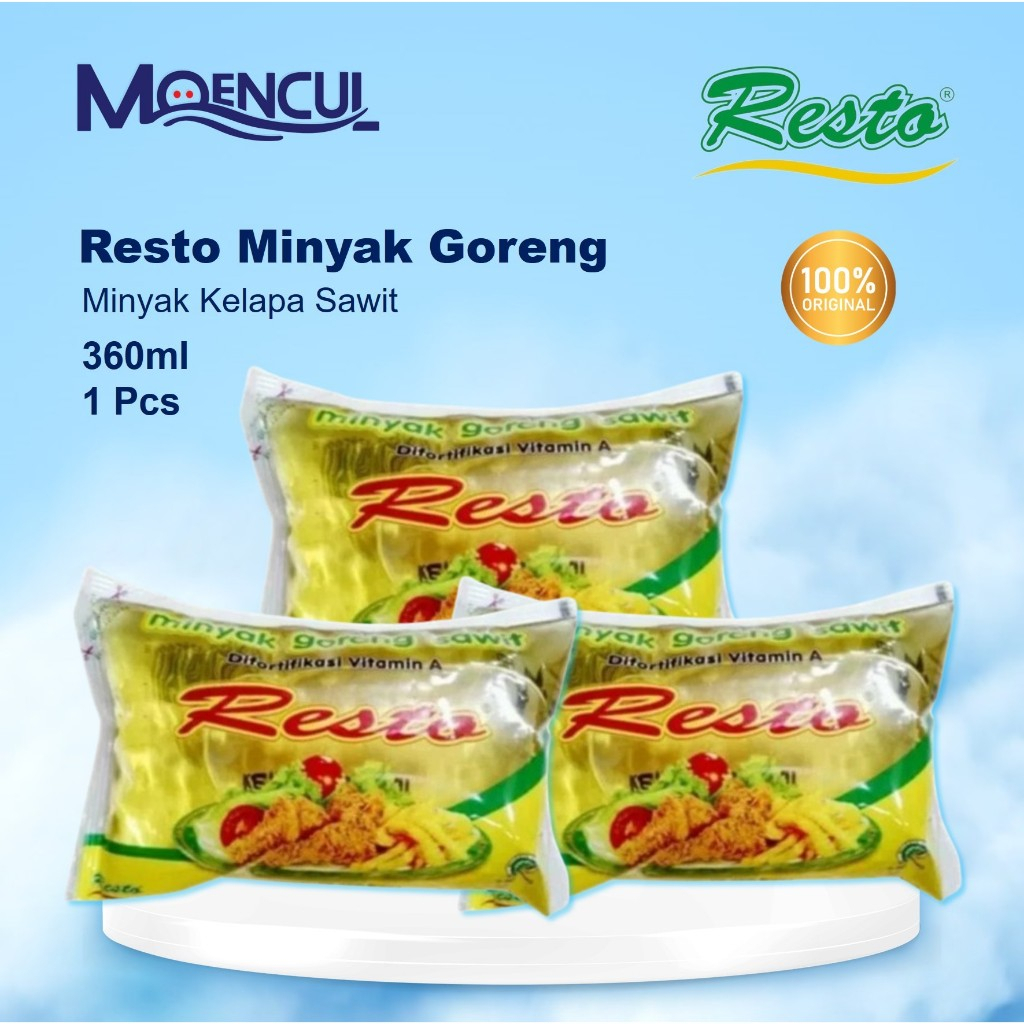 

Minyak Goreng Resto Bantal 360 ml / Minyak Kelapa Sawit Resto 360ml / Moencul