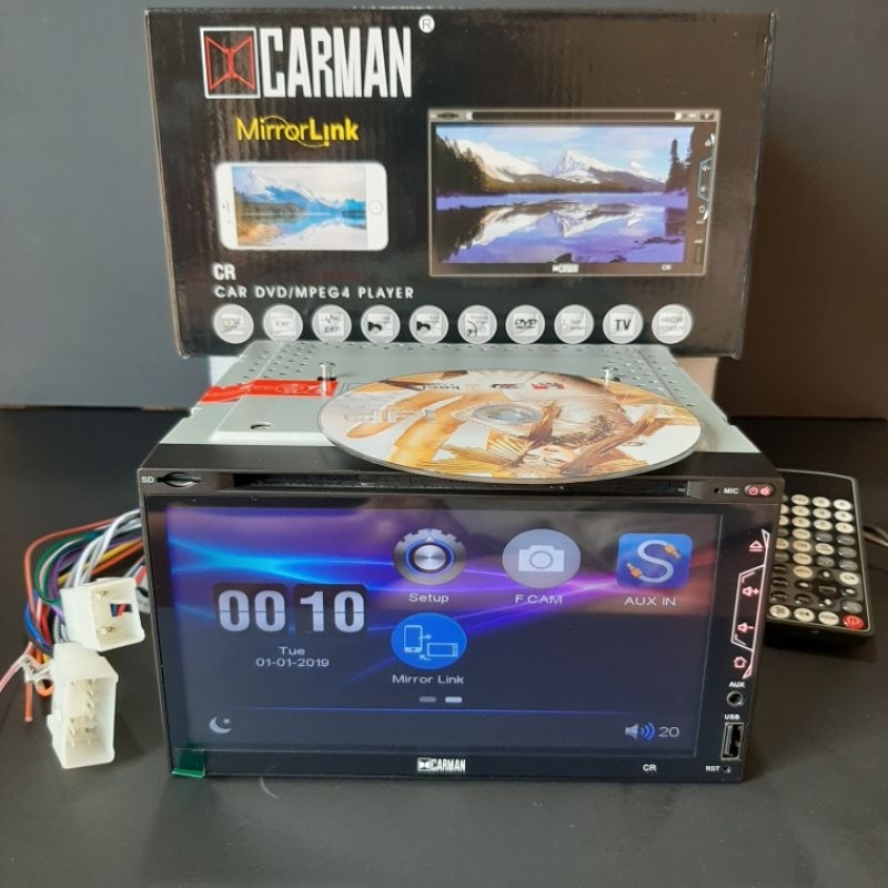 HEAD UNIT 7 INCH DOUBLEDIN CD DVD TV MOBIL CARMAN DOUBLE DIN MOBIL PEMUTAR CD