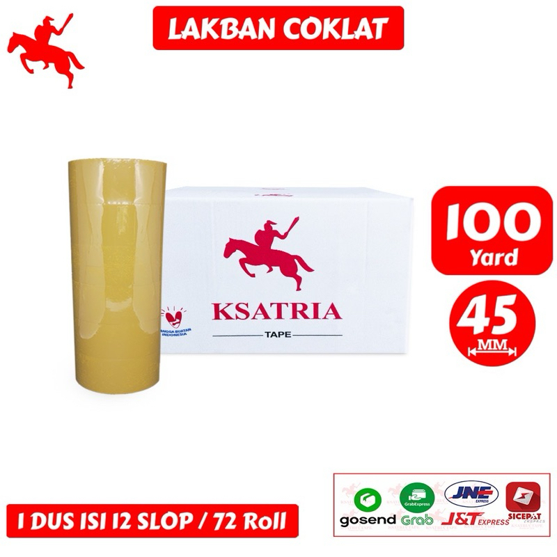 

Lakban Coklat KSATRIA Tape 45MM 100 Yard / 80 Yard / 60 Yard / 50 Yard (1 Dus isi 72 Roll)