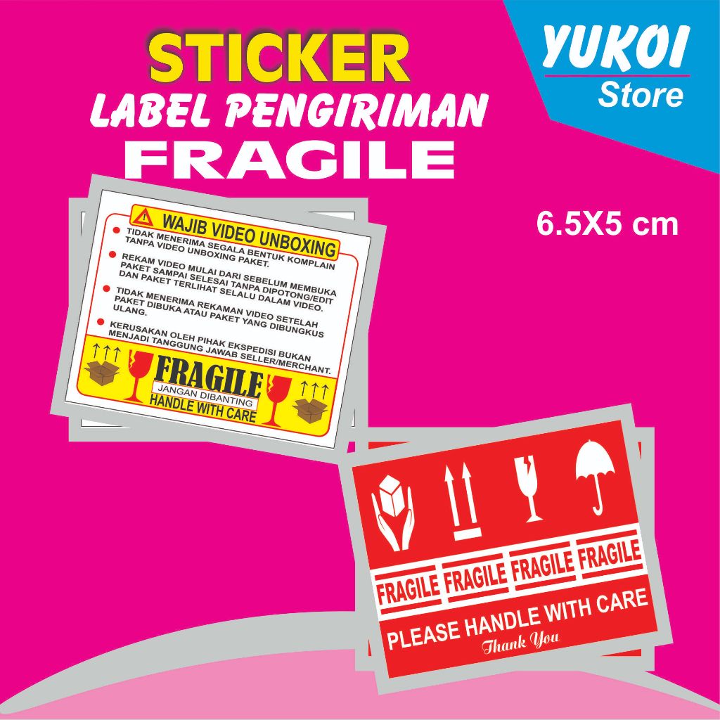 

(100 PCS) STIKER FRAGILE PENGIRIMAN/STIKER LABEL PENGIRIMAN OLSHOP MURAH