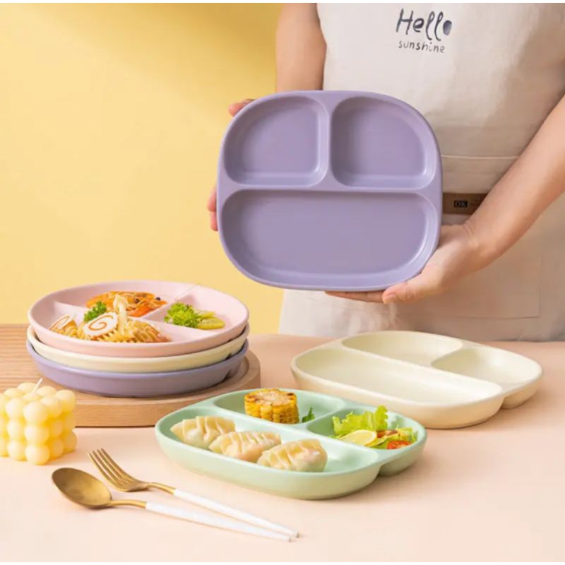 Piring Keramik Sekat Aesthetic / Piring Diet Keramik / Divided Plate / Piring Makan