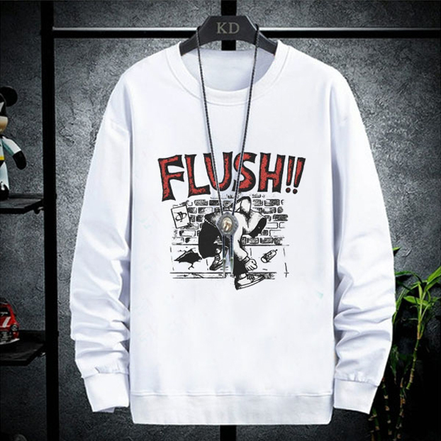 Sweater Band Hardcore FLUSH Crewneck Bahan White Cotton Fleece