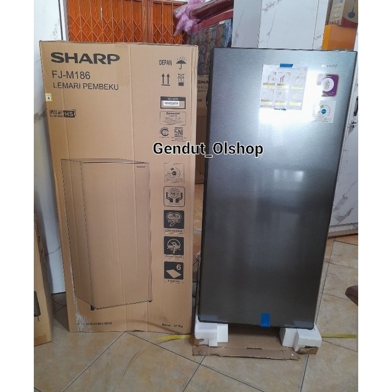 (Khusus Wilayah Kota Palembang) Freezer Berdiri 6Rak SHARP FJ-M 186 AHS, SHARP FREEZER FJM 186 AHS F