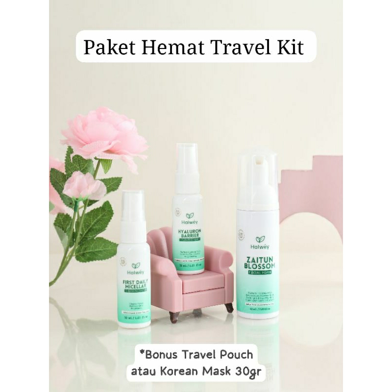 Paket Skincare Pemula Halwey Travel Kit Untuk Pemula Aman Bumil Busui Kulit Sensitif Cocok Semua Jen