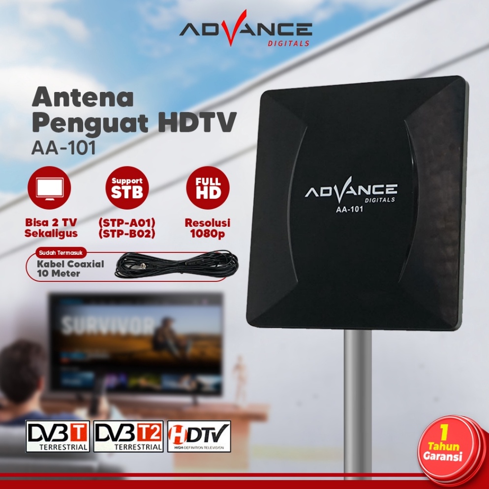 KODE U27U ADVANCE ANTENA TV Digital Indoor outdoor AA11  Antena Dalam Luar Ruangan plus Kabel 1meter