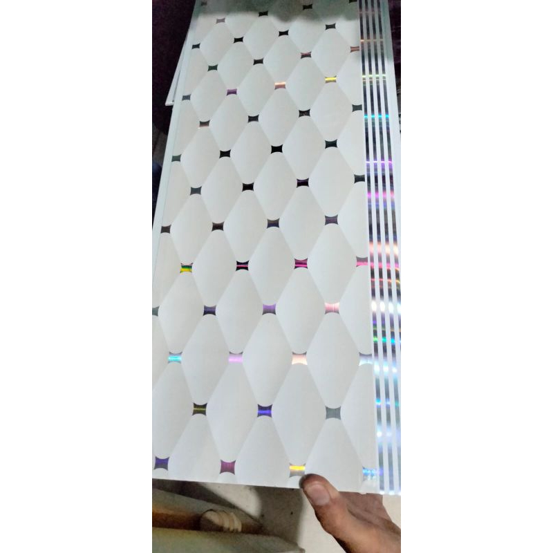 Plafon PVC cream motif panjang 3m dan 6meter