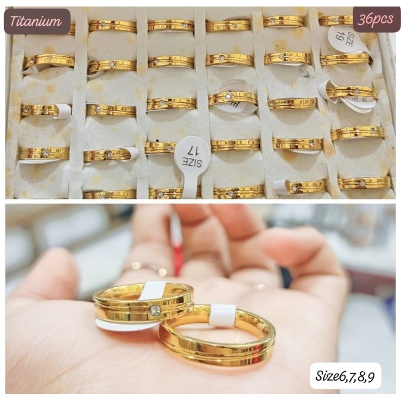Cincin Couple Titanium lapis emas 24k, awet pakai harian