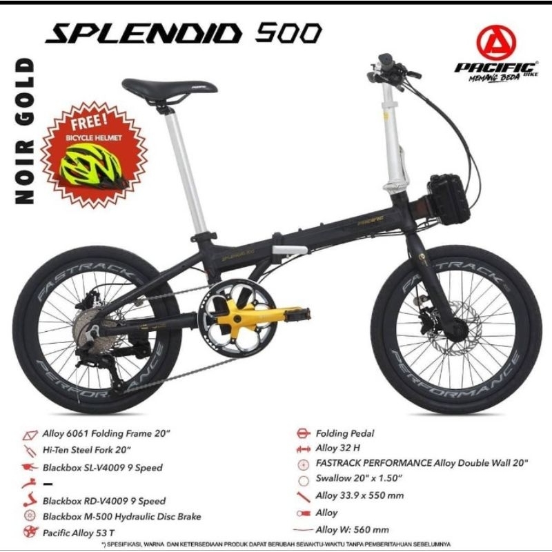 PACIFIC SPLENDID 500 sepeda lipat 20 inch HIDROLIK 9 speed alloy
