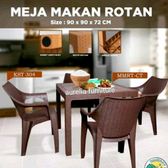 MEJA MAKAN/PLASTIK ROTAN TABITHA