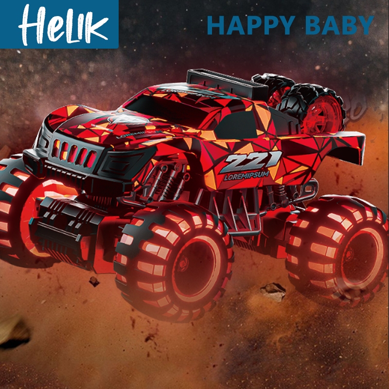 Mainan Mobil Monster Remote Control dengan Lampu LED RC Mobil Besar Anak 2,4GHZ