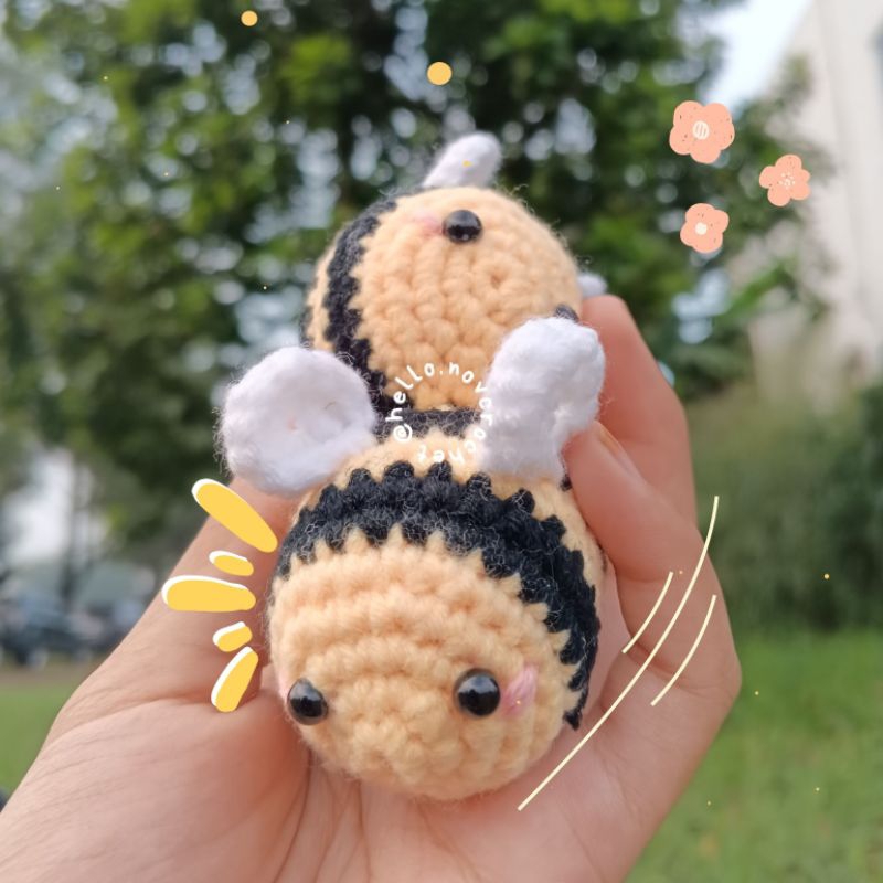 LEBAH MADU AMIGURUMI| AMIGURUMI KEYCHAIN BEE BUNNY WISUDA BEAR OWL GANTUNGAN KUNCI AESTHETIC| GANTUN