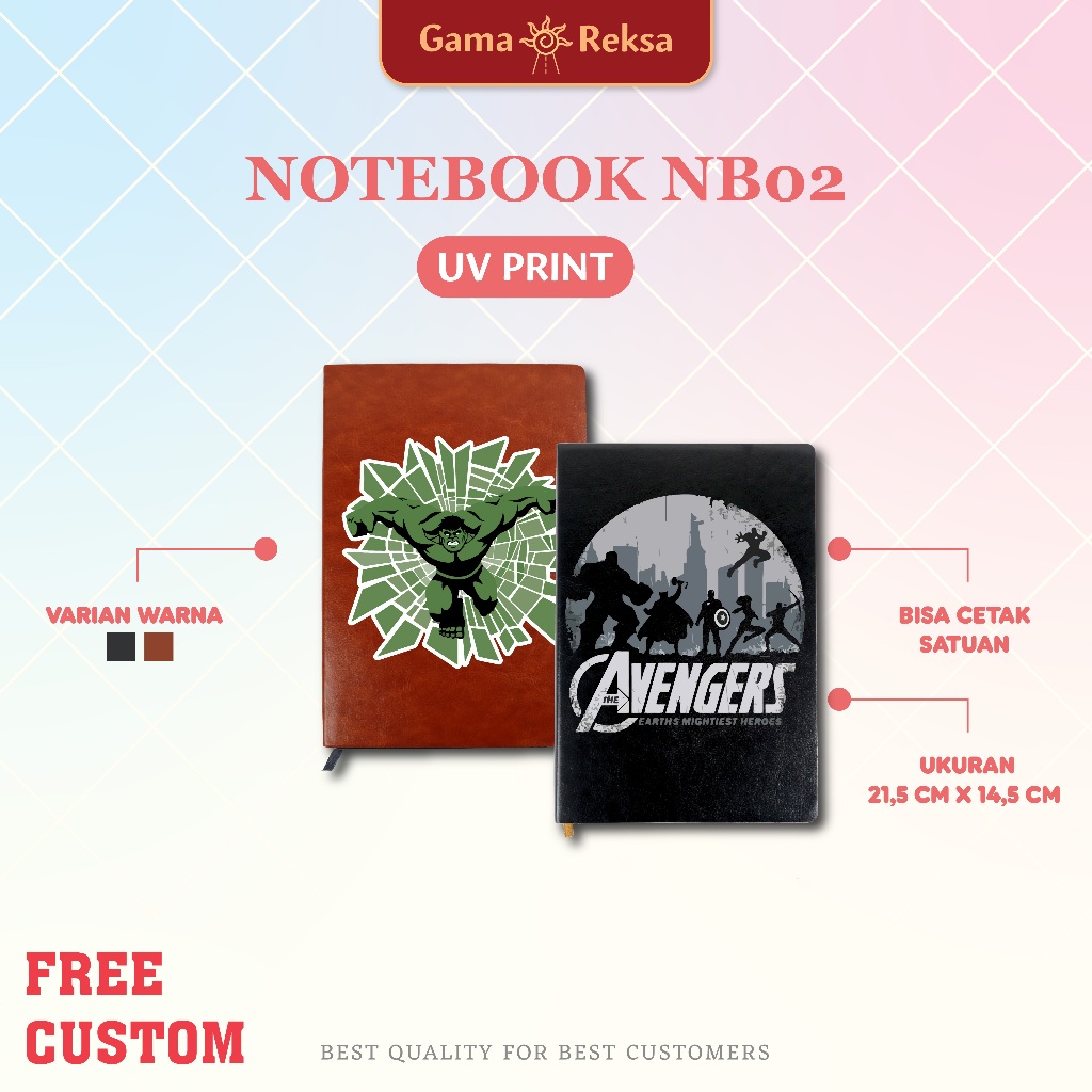 

( SEHARI JADI iCustom Nama/Logo Uv Print Notebook Agenda Kulit Premium A5 Buku Catatan Kerja Souvenir NB02