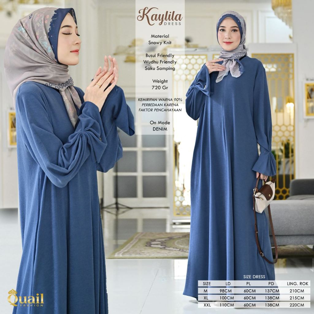 Quail Hijab - Kaylila Dress Knit Premium | Gamis Cantik size JUMBO | Abaya Umroh Putih-4