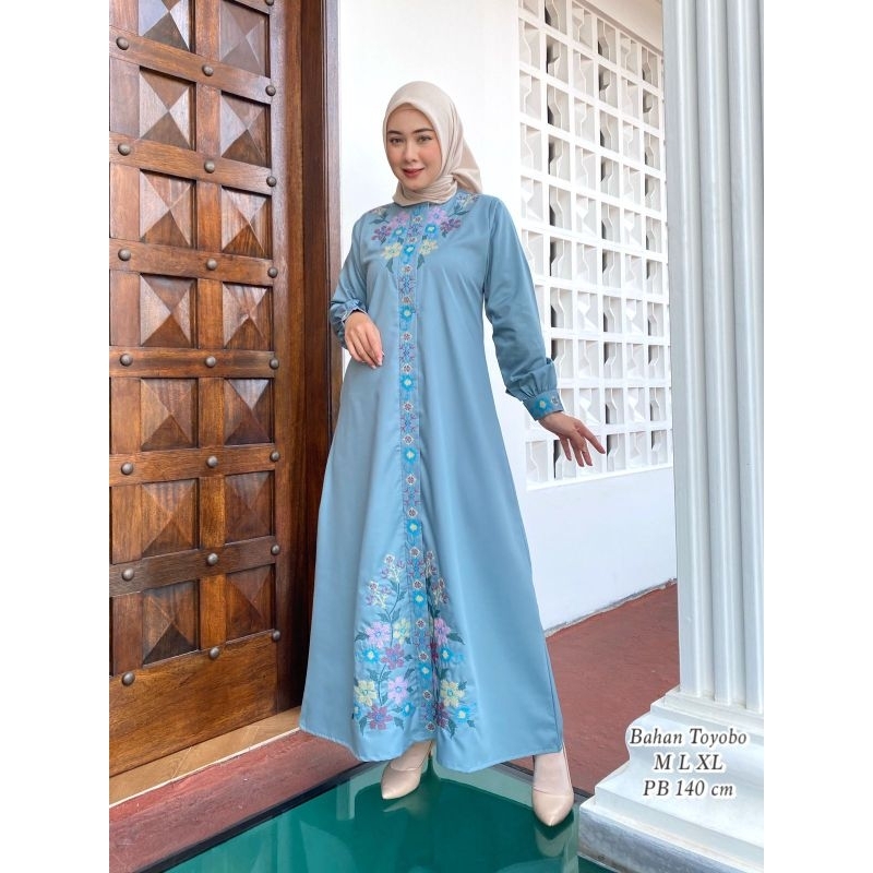 gamis katun toyobo sagita bordir//wisuda//pesta//nikahan//muslim//seragaman