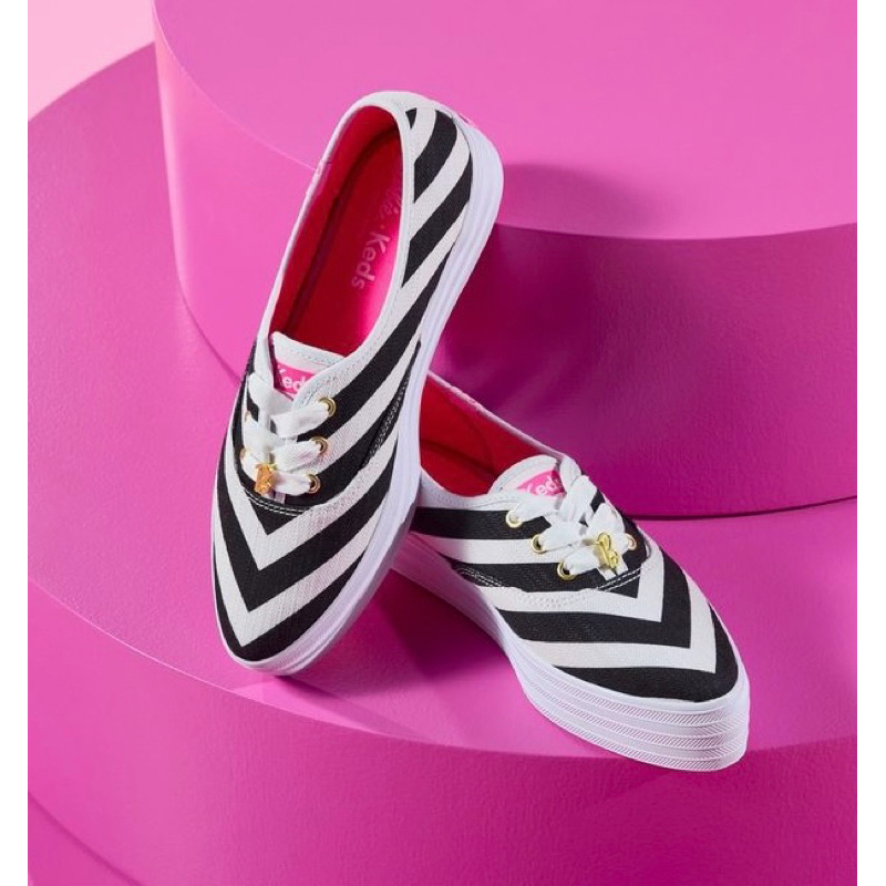 KEDS-BARBIE KEDS POINT STRIPED BLACK/WHITE