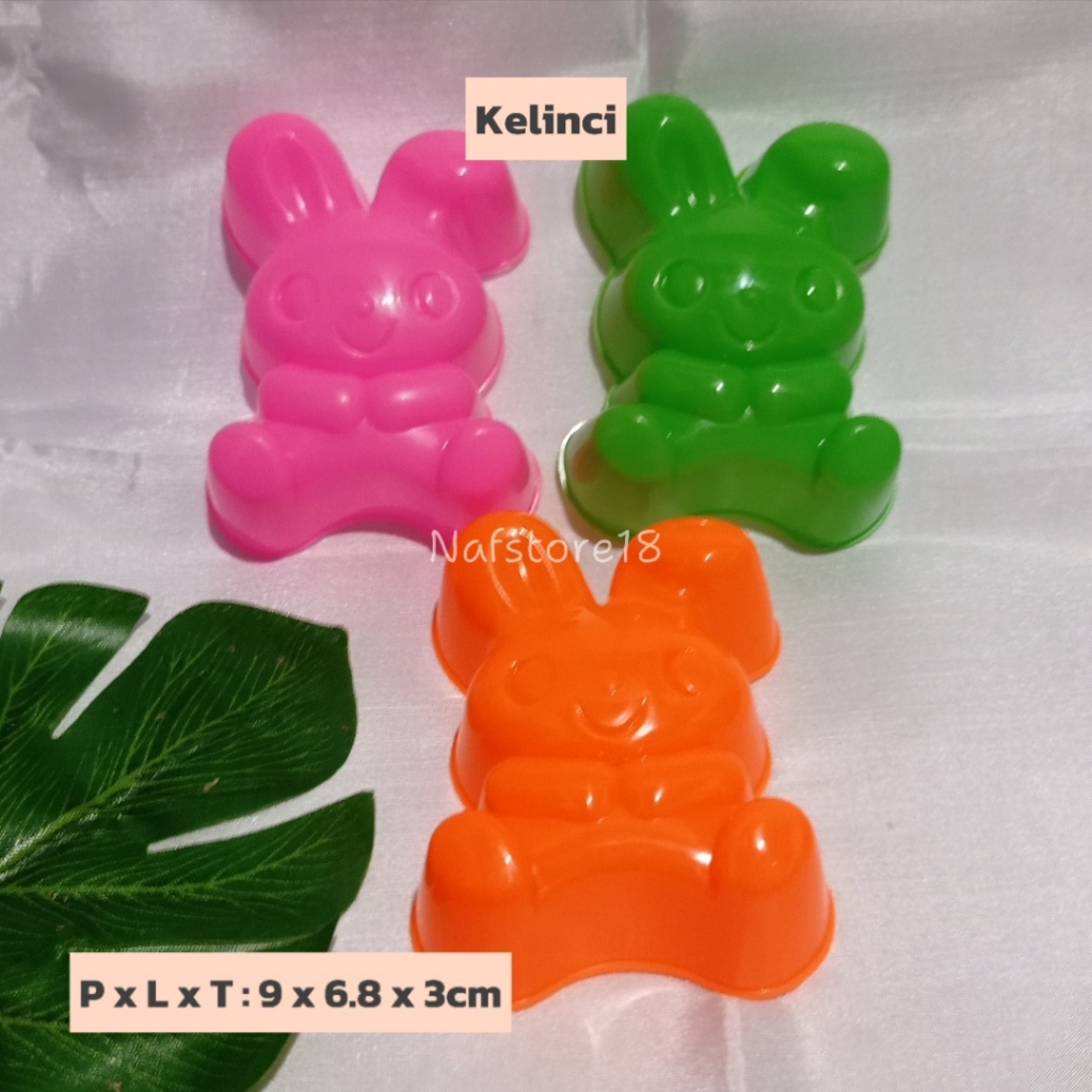( isi 6pcs ) cetakan kue bentuk kelinci kukus plastik / cetakan nasi bento agar puding jelly