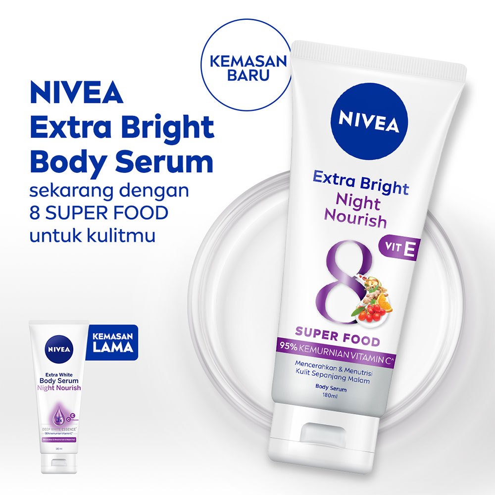 NIVEA EXTRA WHITE NIGHT NOURISH BODY SERUM - 180 ml | BODY SERUM NIVEA NIGHT NOURISH 180 ML
