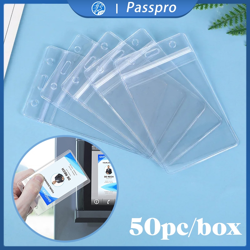 

50pcs Id Card Holder Waterproof Tempat Bening Name Tag Id Transparant
