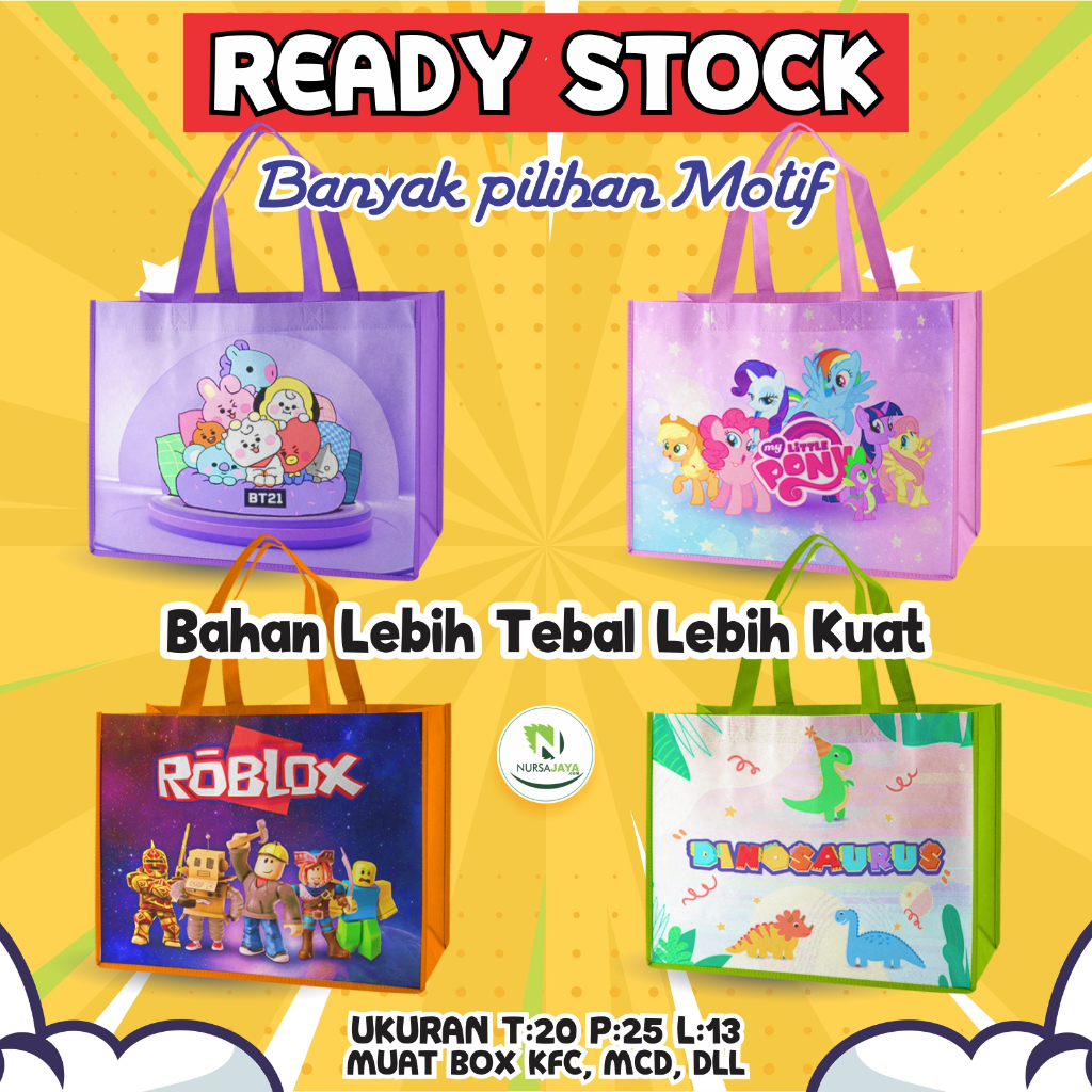 

READY STOCK TERLARIS / Tas Ultah / Tas Ulang Tahun Goodiebag Tas Ultah Souvenir (Landscape) 20X25X13