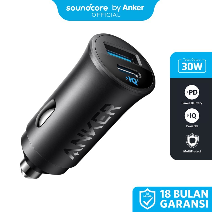 Anker Car Charger 30W 2-Port Type-C Adapter PIQ 3.0 Car Charger - A2741