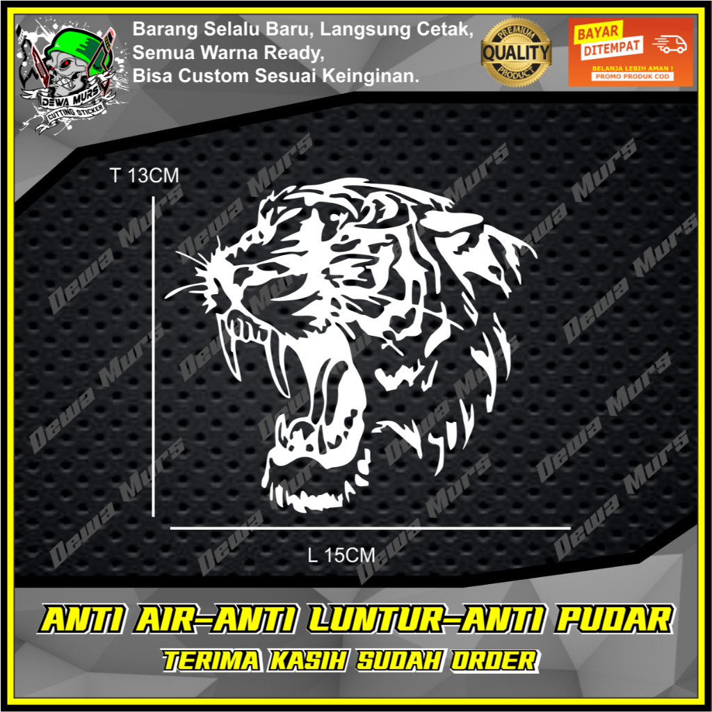 Cutting Sticker HARIMAU BERGIGI  MEMBUKA MULUT