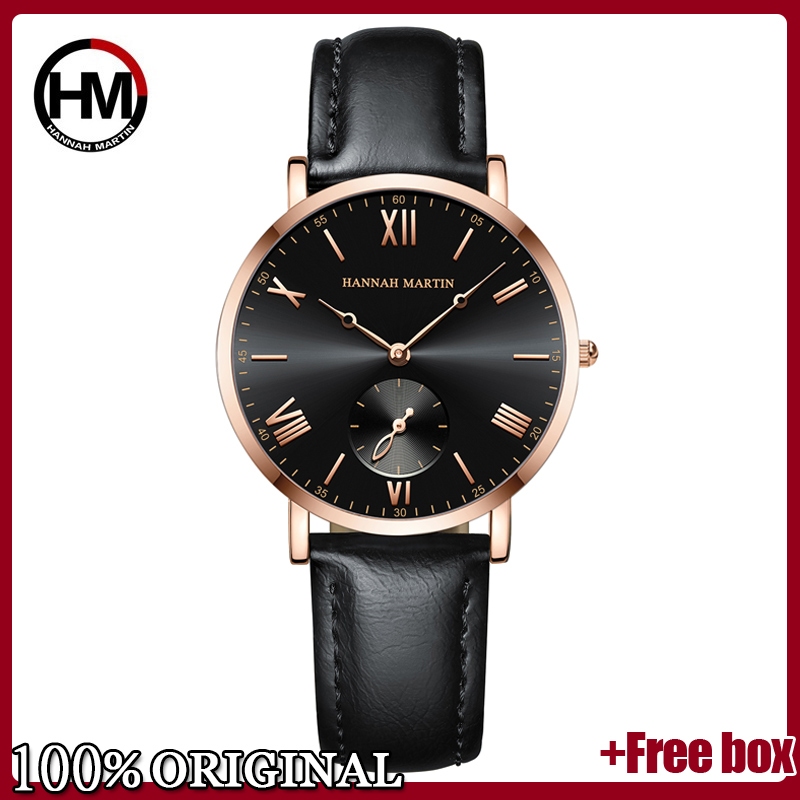 HANNAH MARTIN Jam Tangan Wanita 100% Original Keren Anti Air Branded Elegan Kulit Kuarsa Arloji