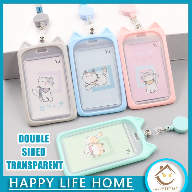 

Gantungan Tali Kartu Akses Kantor Mrt Busway Lanyard Card Holder Motif Kucing Fs