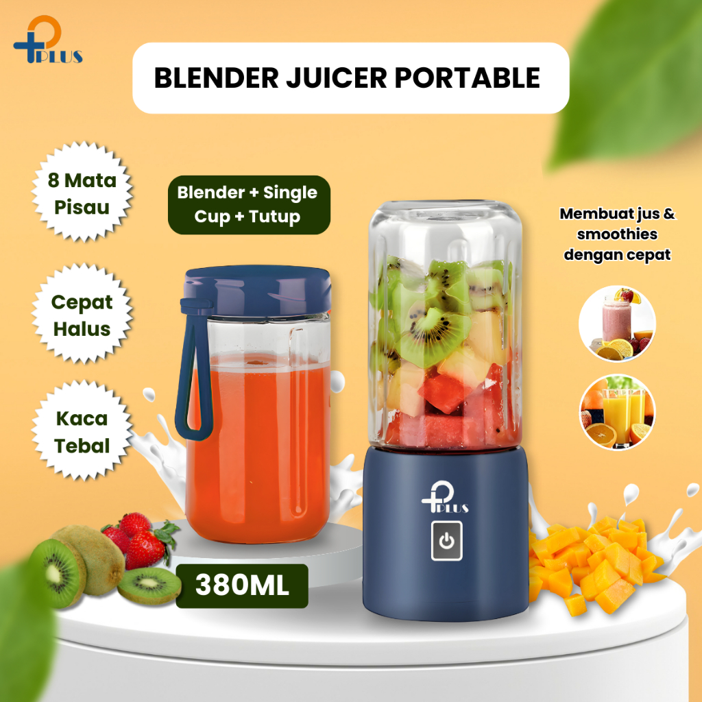 [ PPLUS ] Blender Mini Blender Portable USB listrik Juicer Buah 8 Mata Pisau hijau 380ML