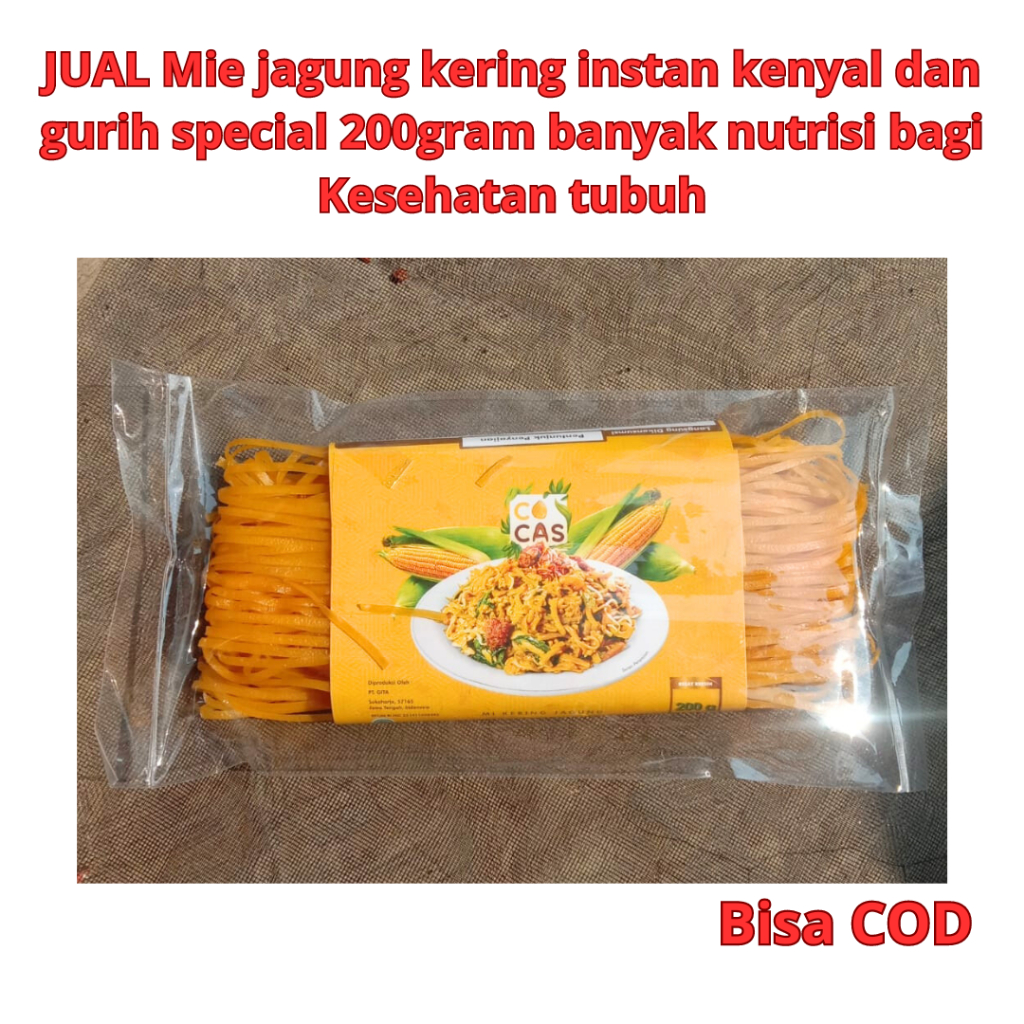 

JUAL Mie jagung kering instan kenyal dan gurih special 200gram banyak nutrisi bagi Kesehatan tubuh